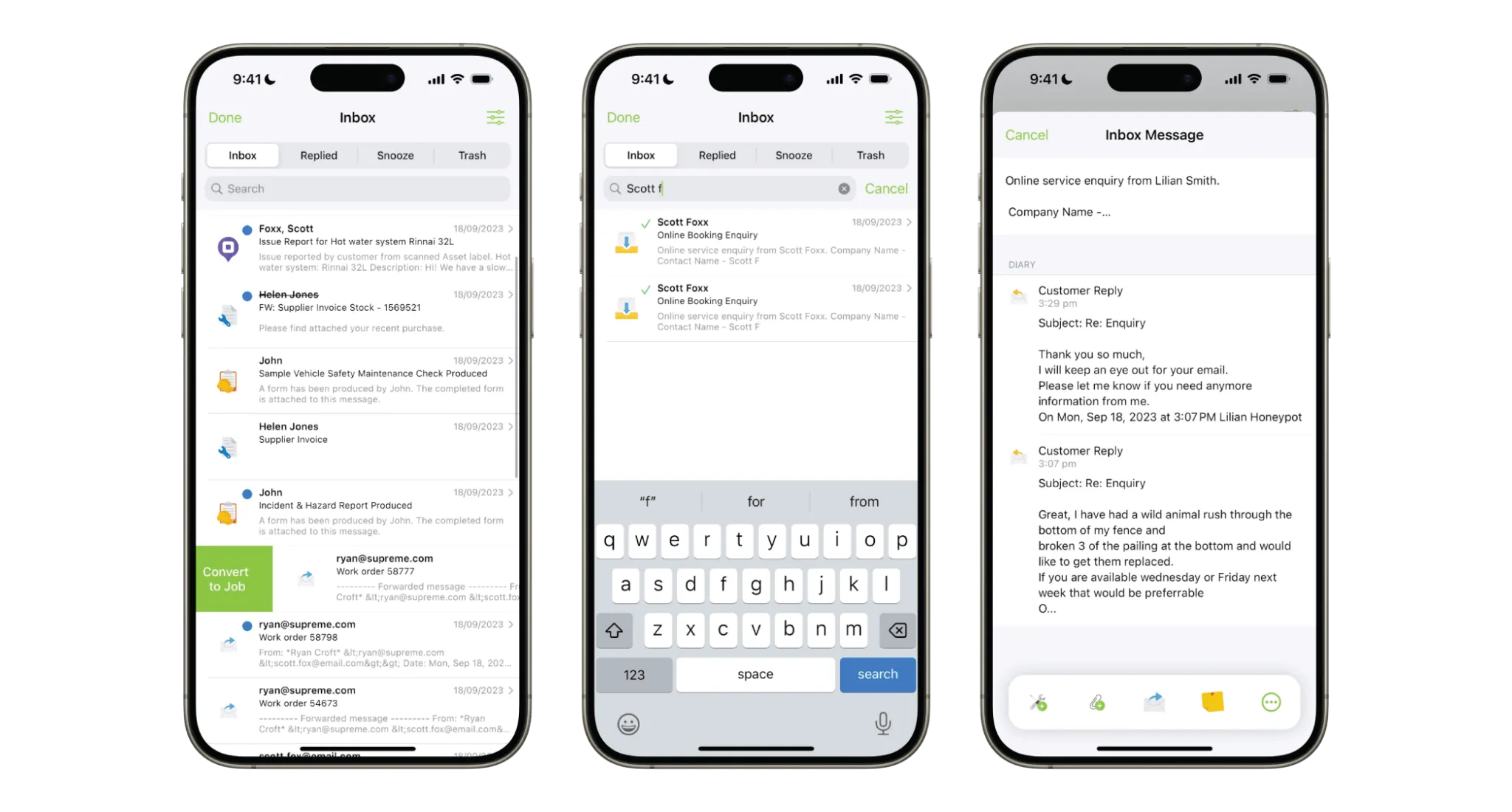 Inbox interface showing network request management capabilities